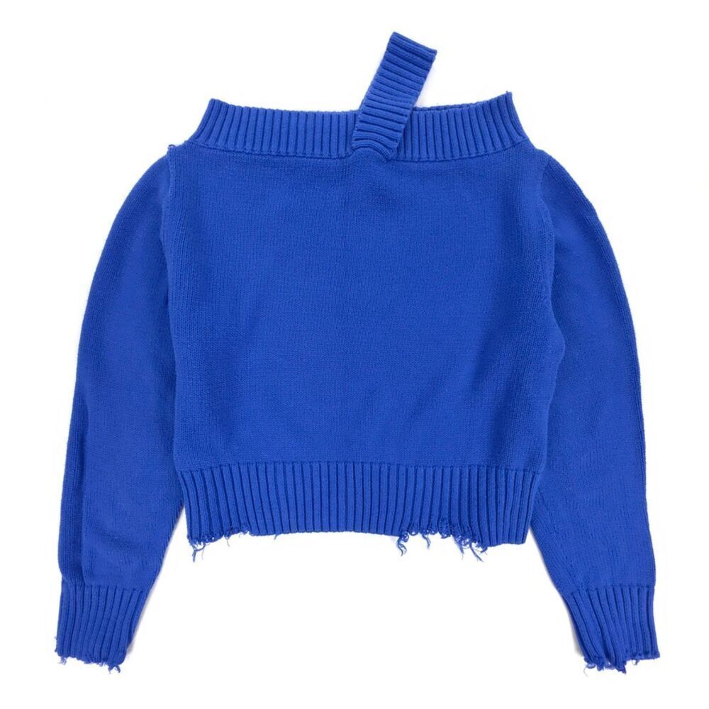 RTA Beckett Sweater Electric Blue Distressed Rib Clean Girl Modern 90s Y2k Indie